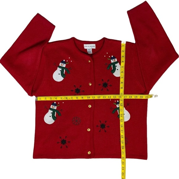 Vintage Holiday Cardigan Ugly Christmas Sweater Button Up Womens Petite Large - Picture 8 of 16